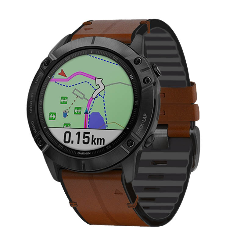 Leather & Silicone Hybrid Strap for Garmin Fenix 3 / 3 HR / 5X / 5X Plus / 6X