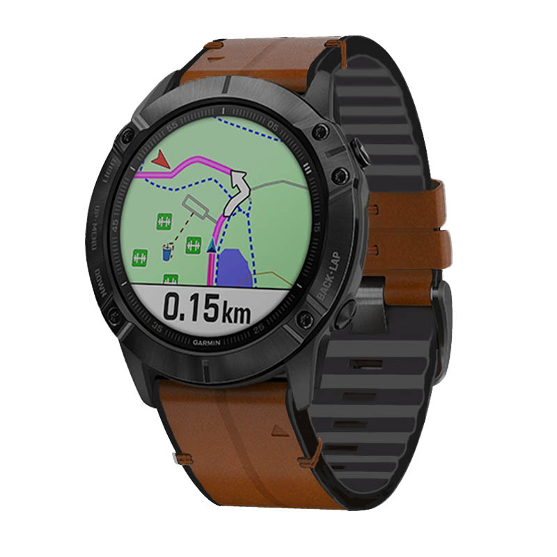 Leather & Silicone Hybrid Strap for Garmin Fenix 5 / 5 Plus / 6 / Forerunner 935 / Quatix 5 / Approach S60 / Instinct