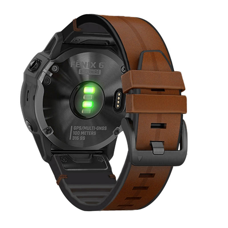 Leather & Silicone Hybrid Strap for Garmin Fenix 5 / 5 Plus / 6 / Forerunner 935 / Quatix 5 / Approach S60 / Instinct