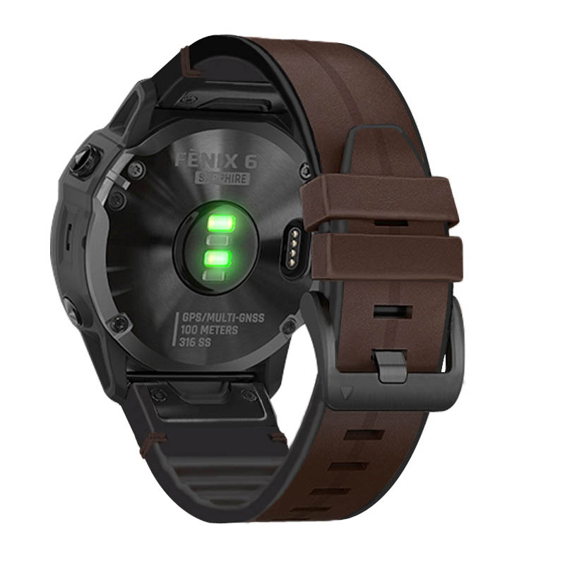Leather & Silicone Hybrid Strap for Garmin Fenix 5 / 5 Plus / 6 / Forerunner 935 / Quatix 5 / Approach S60 / Instinct