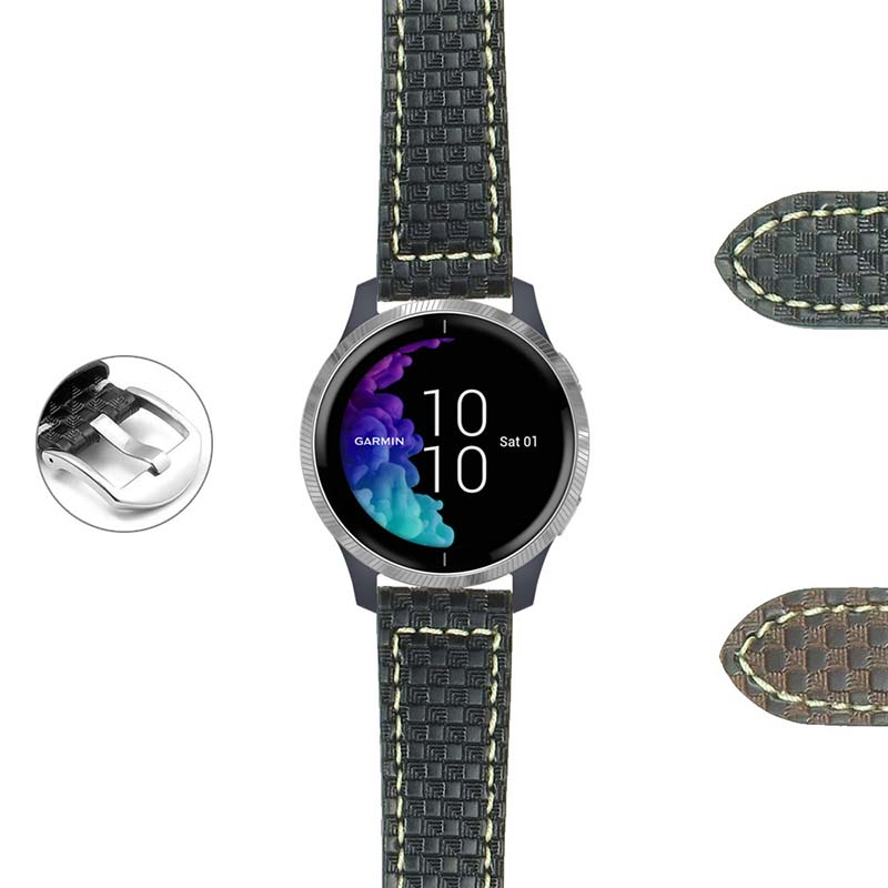 DASSARI Azure Carbon Fiber Leather Strap for Garmin Forerunner 745