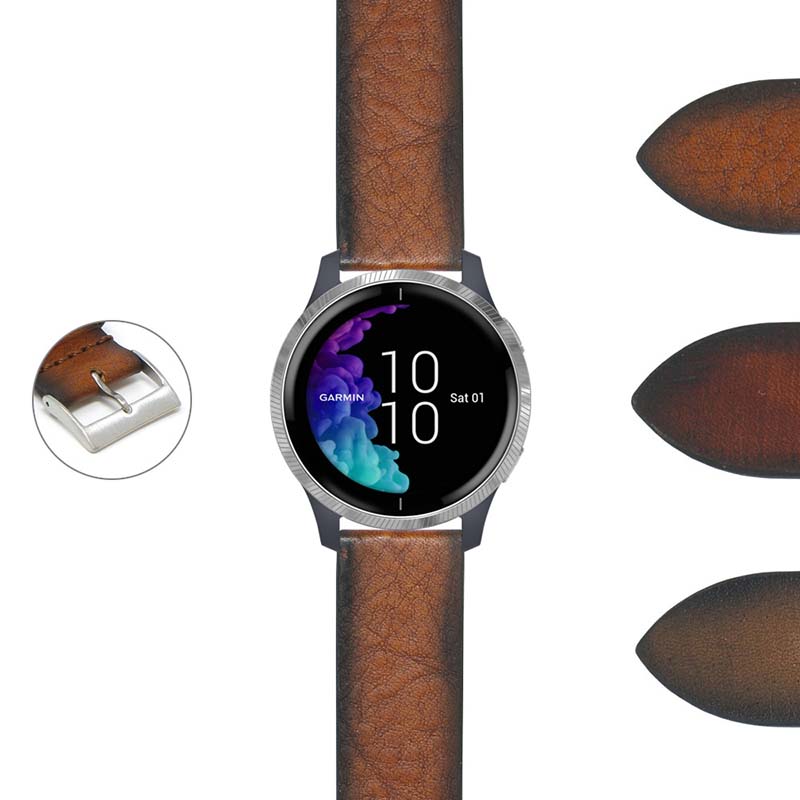DASSARI Premium Thick Vintage Leather Strap for Garmin Forerunner 745