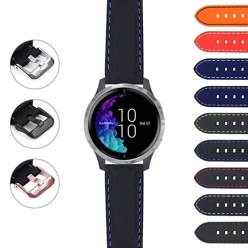 Rubber Strap w/ Stitching for Garmin Forerunner 745