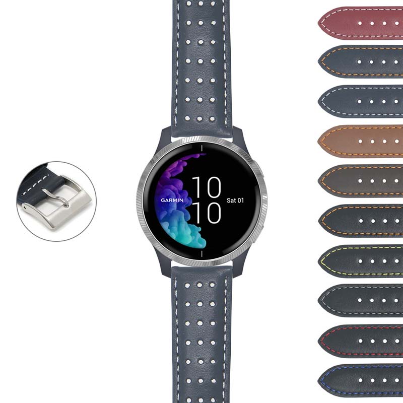 DASSARI Perforated Leather Racing Strap for Garmin Forerunner 745