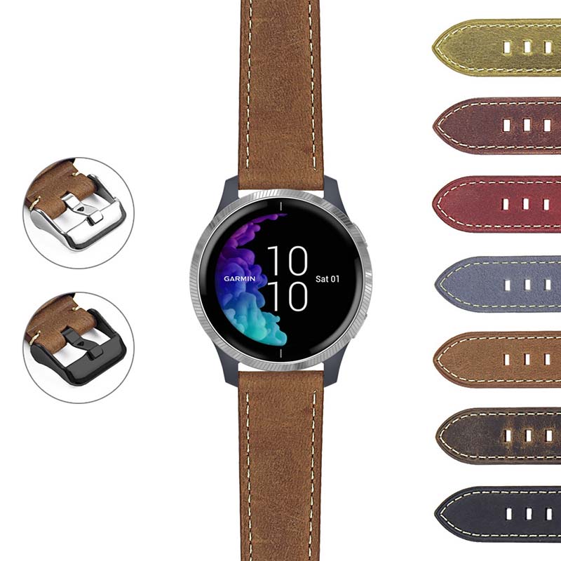 DASSARI Vintage Italian Leather Strap for Garmin Forerunner 745