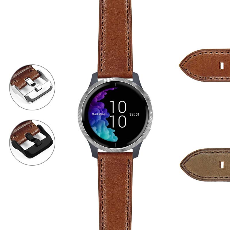 DASSARI Vintage Italian Leather Band for Garmin Forerunner 745