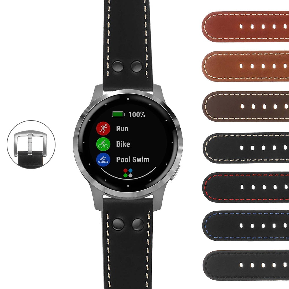 DASSARI Leather Pilot Strap for Garmin Vivoactive 4