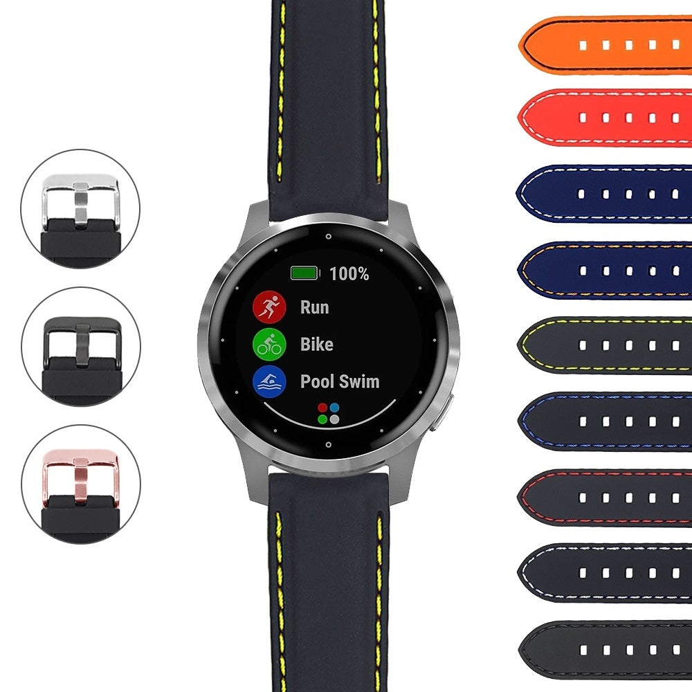 Rubber Strap with Stitching for Garmin Vivoactive 4