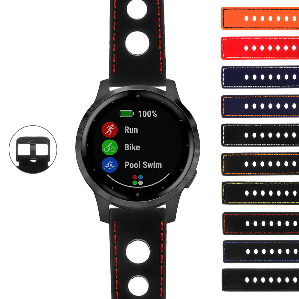 Rubber Rally Strap with Black Buckle for Garmin Vivoactive 4