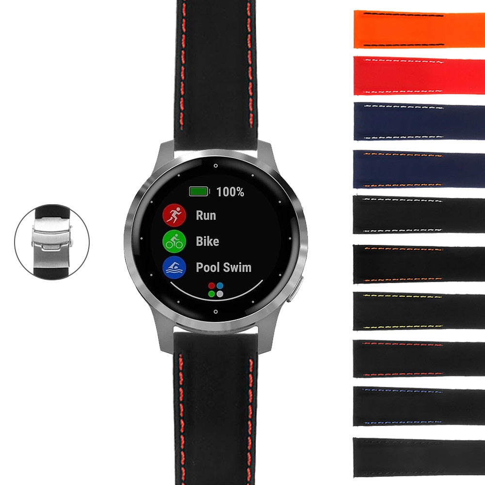 Rubber Strap with Deployant Clasp for Garmin Vivoactive