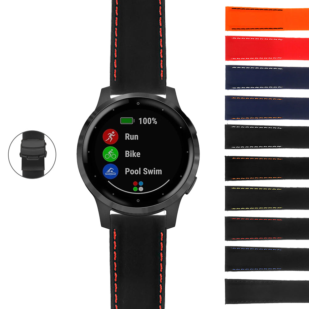 Rubber Strap with Black Deployant Clasp for Garmin Vivoactive 4