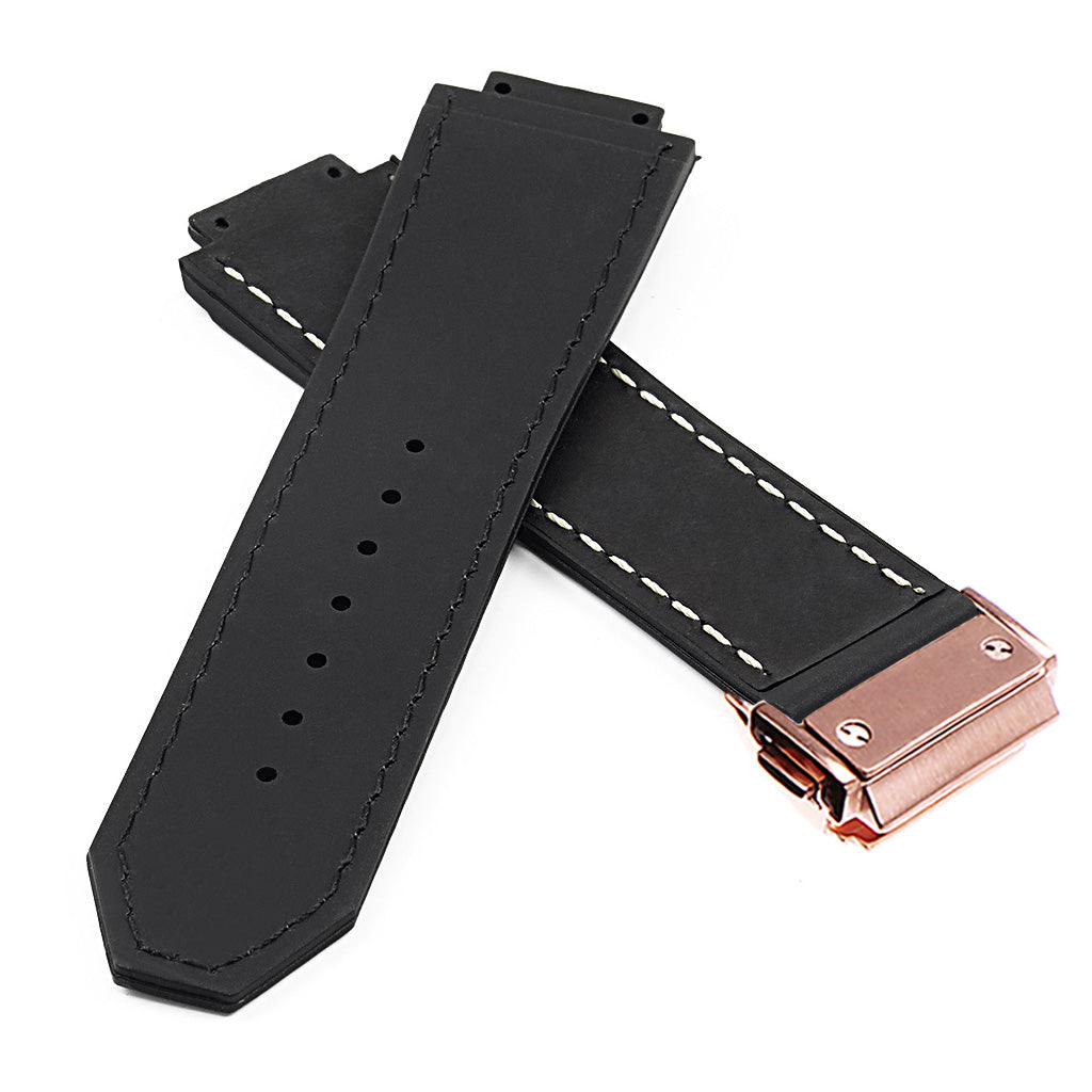 DASSARI Vintage Leather Strap for Hublot Big Bang with Rose Gold Clasp
