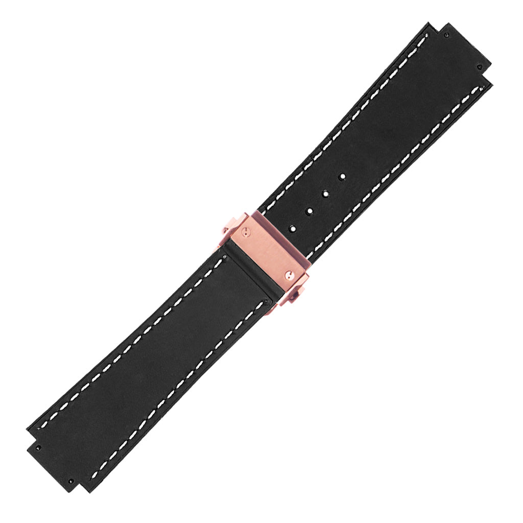 DASSARI Vintage Leather Strap for Hublot Big Bang with Rose Gold Clasp