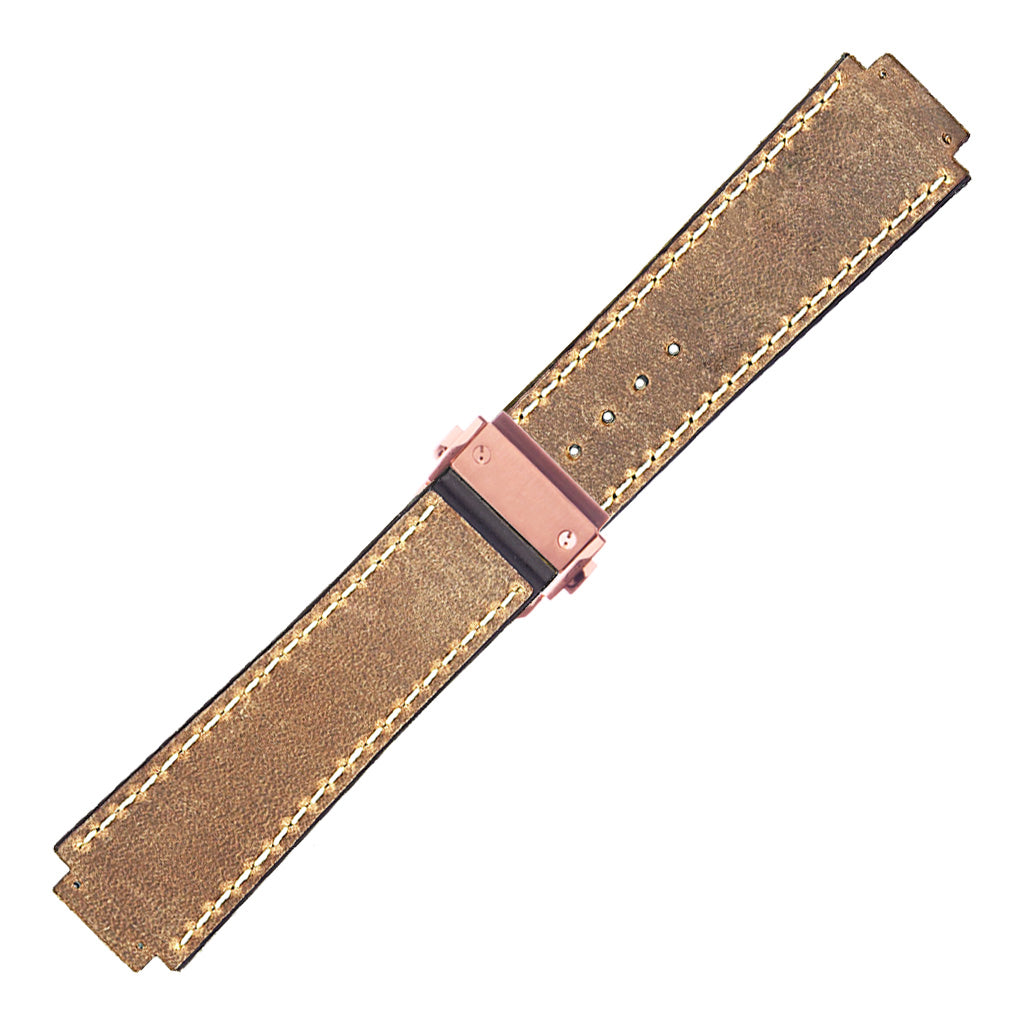 DASSARI Vintage Leather Strap for Hublot Big Bang with Rose Gold Clasp