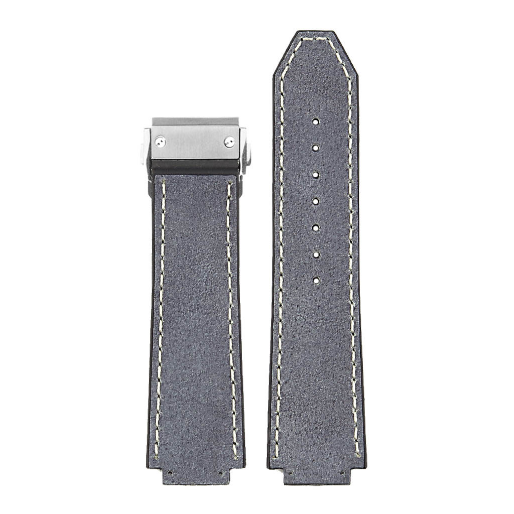 DASSARI Vintage Leather Strap for Deployant Clasp - Oyster Blue