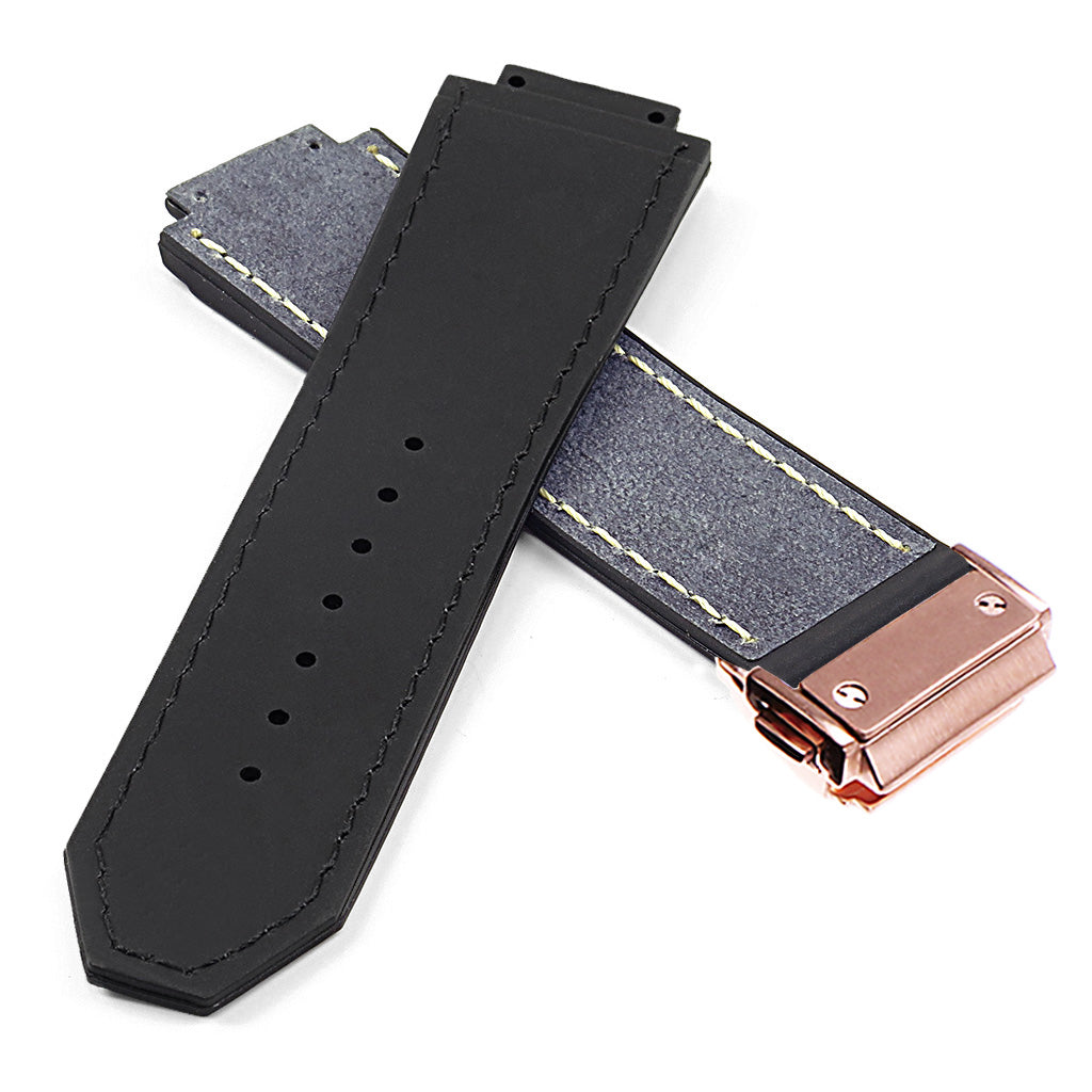 DASSARI Vintage Leather Strap for Hublot Big Bang with Rose Gold Clasp