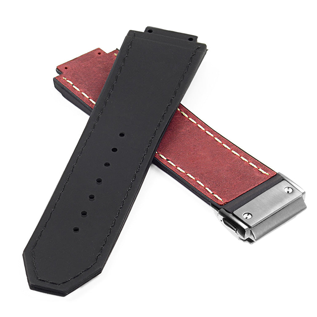 DASSARI Vintage Leather Strap for Deployant Clasp - Oyster Blue