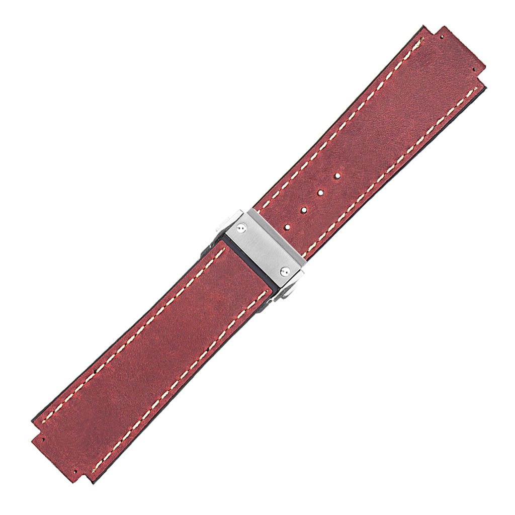 DASSARI Vintage Leather Strap for Deployant Clasp - Oyster Blue