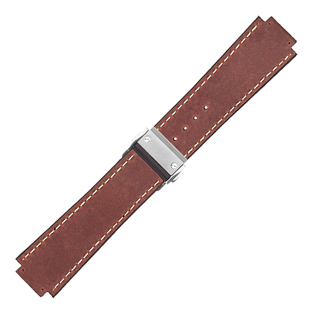 DASSARI Vintage Leather Strap for Deployant Clasp - Oyster Blue
