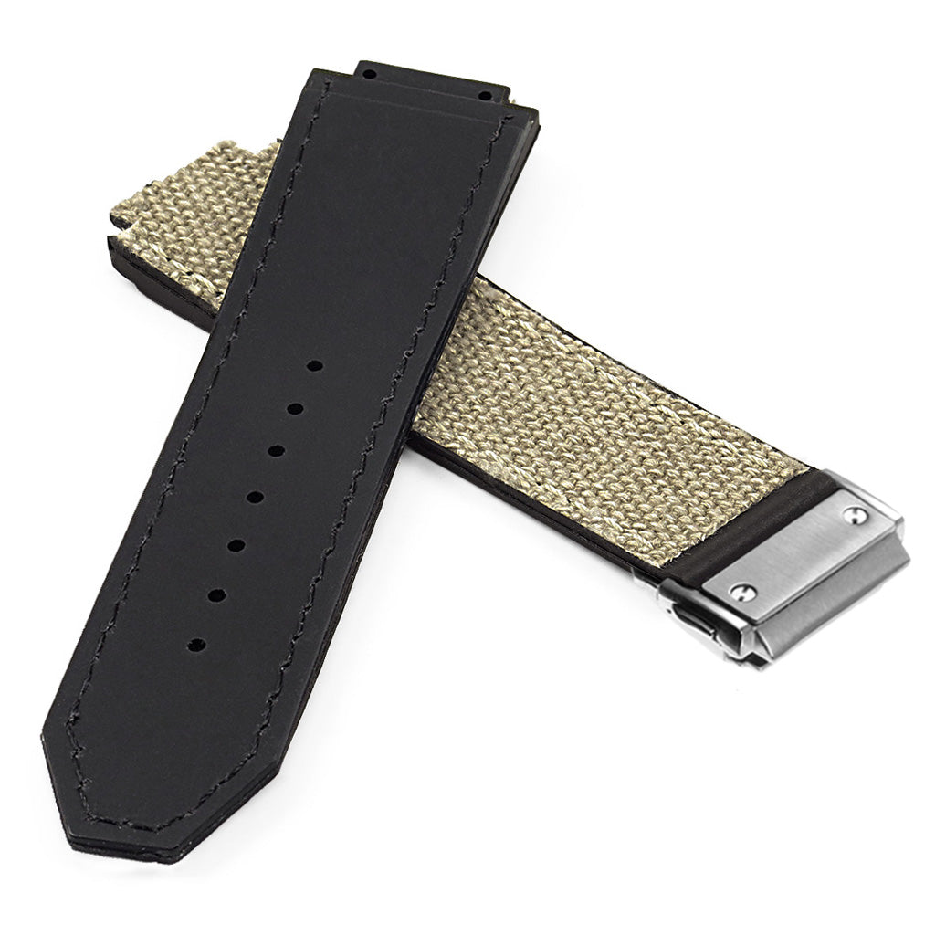 DASSARI Canvas Strap for Hublot Big Bang with Brushed Steel Clasp