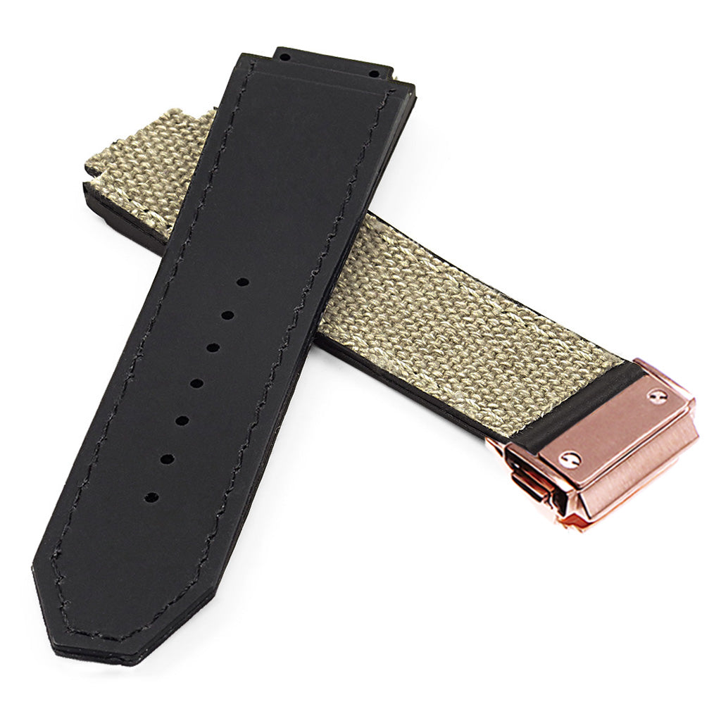 DASSARI Canvas Strap for Hublot Big Bang with Rose Gold Clasp
