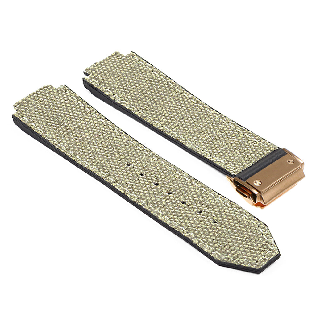 DASSARI Canvas Strap for Hublot Big Bang with Yellow Gold Clasp