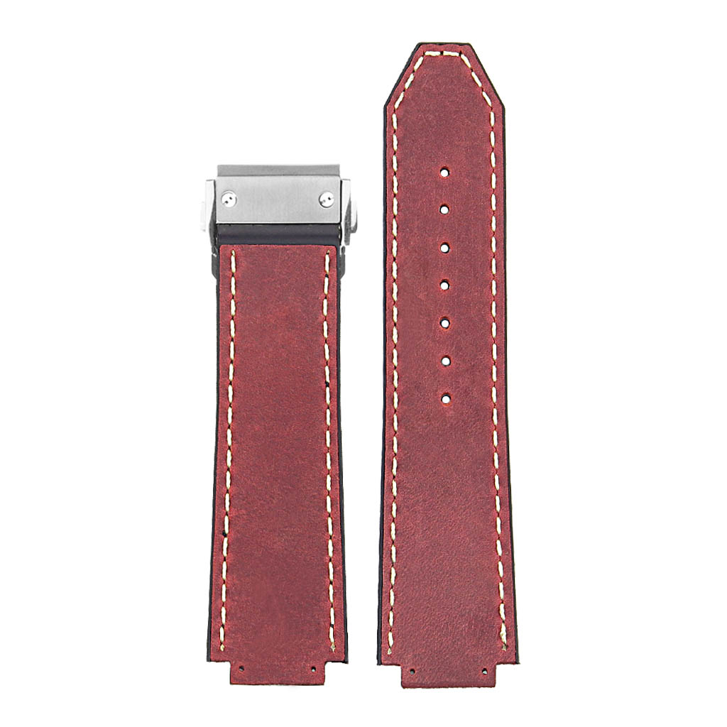 DASSARI Vintage Leather Strap for Deployant Clasp - Oyster Blue