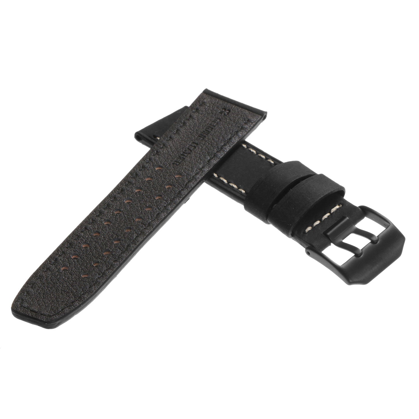 DASSARI 23mm Vintage Leather Watch Strap for Luminox Evo with Matte Black Buckle