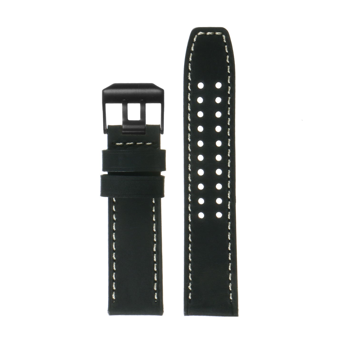 DASSARI 23mm Vintage Leather Watch Strap for Luminox Evo with Matte Black Buckle