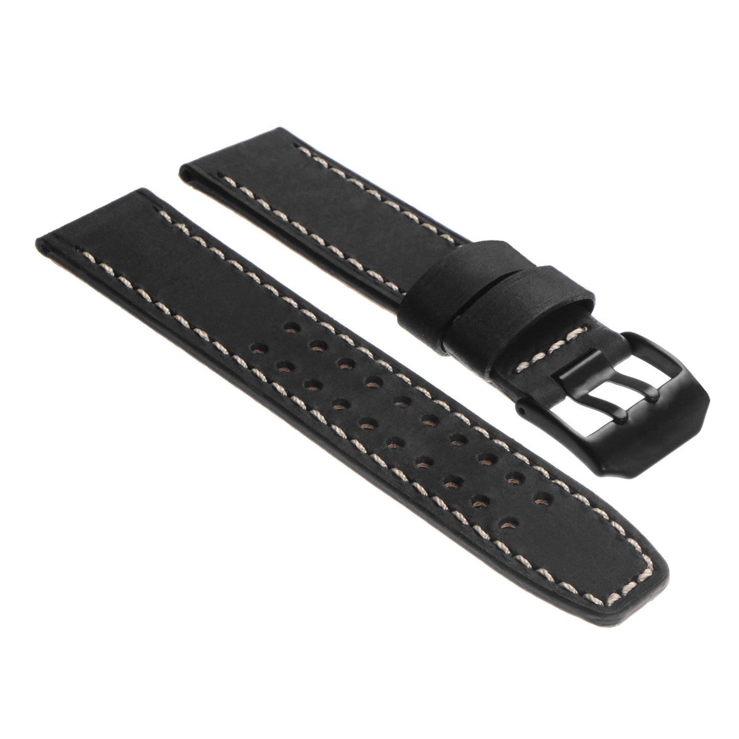 DASSARI 23mm Vintage Leather Watch Strap for Luminox Evo with Matte Black Buckle