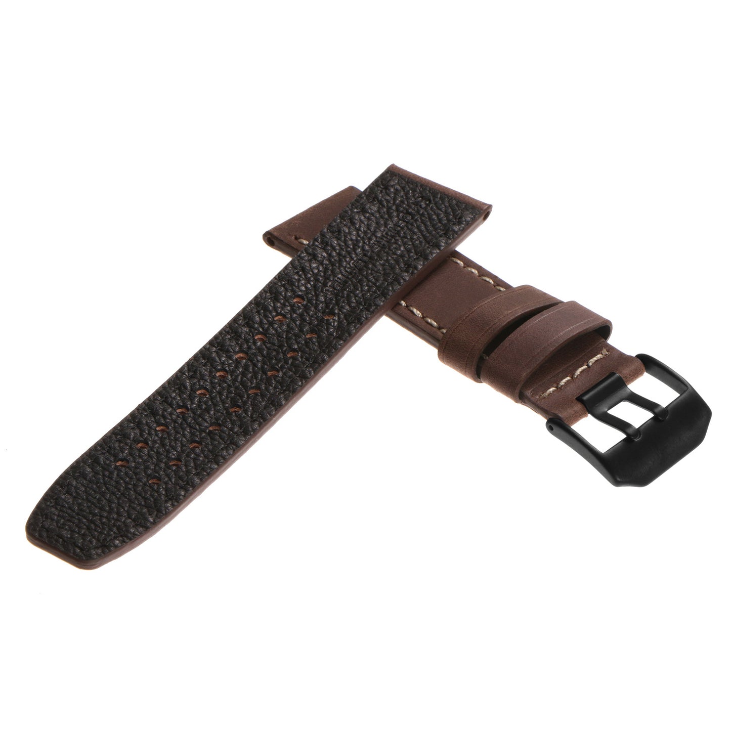 DASSARI 23mm Vintage Leather Watch Strap for Luminox Evo with Matte Black Buckle
