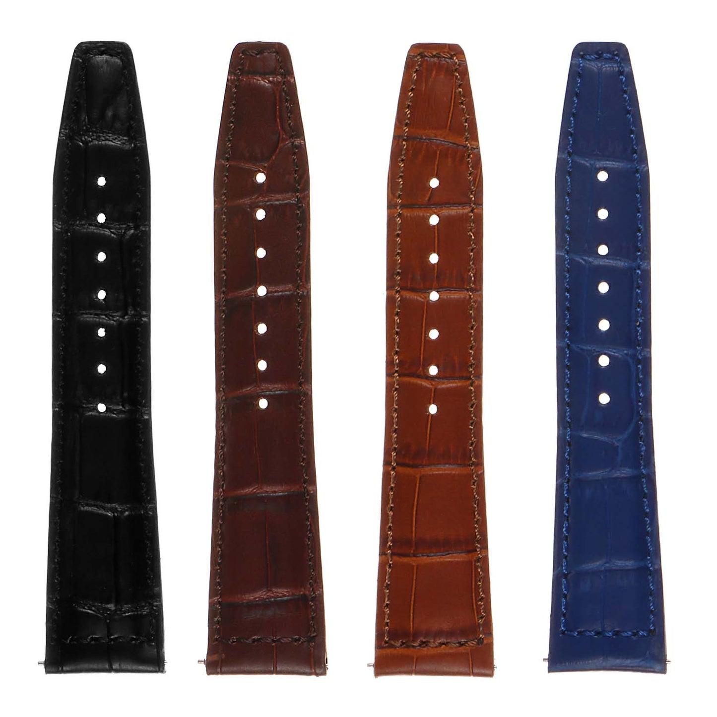 DASSARI Croc Embossed Leather Pilot Watch Band w/ Rivets for Apple Watch