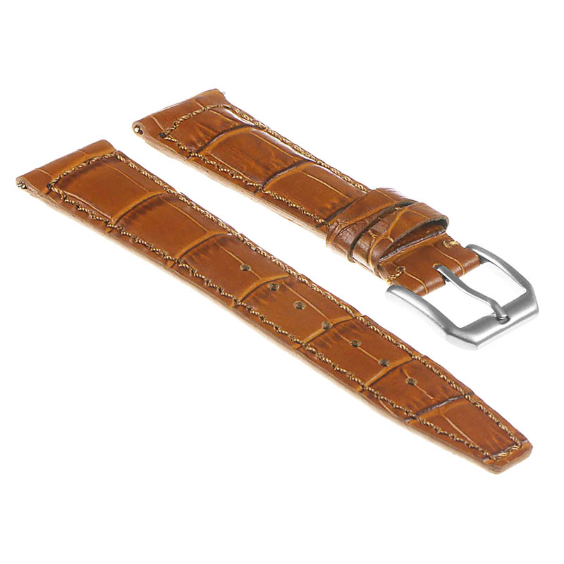 DASSARI Croc Embossed Leather Pilot Watch Band w/ Rivets for Apple Watch