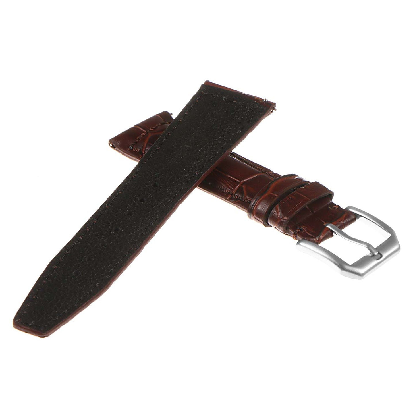 DASSARI Croc Embossed Leather Pilot Watch Band w/ Rivets for Apple Watch