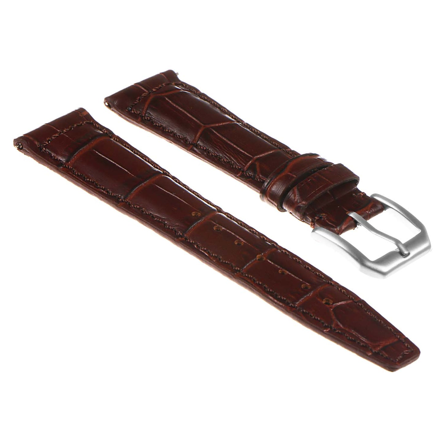 DASSARI Croc Embossed Leather Pilot Watch Band w/ Rivets for Apple Watch