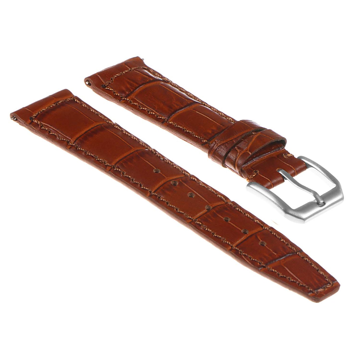 DASSARI Croc Embossed Leather Pilot Watch Band w/ Rivets for Apple Watch
