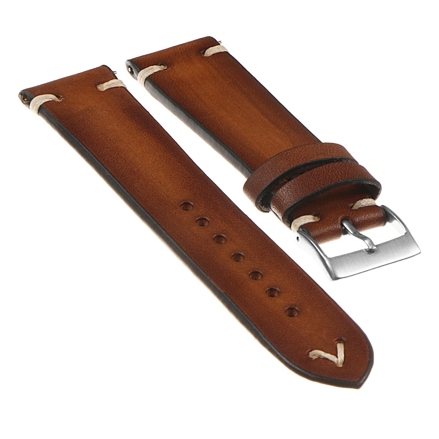 Hand-Stitched Vintage Faded Leather Strap for Suunto 9