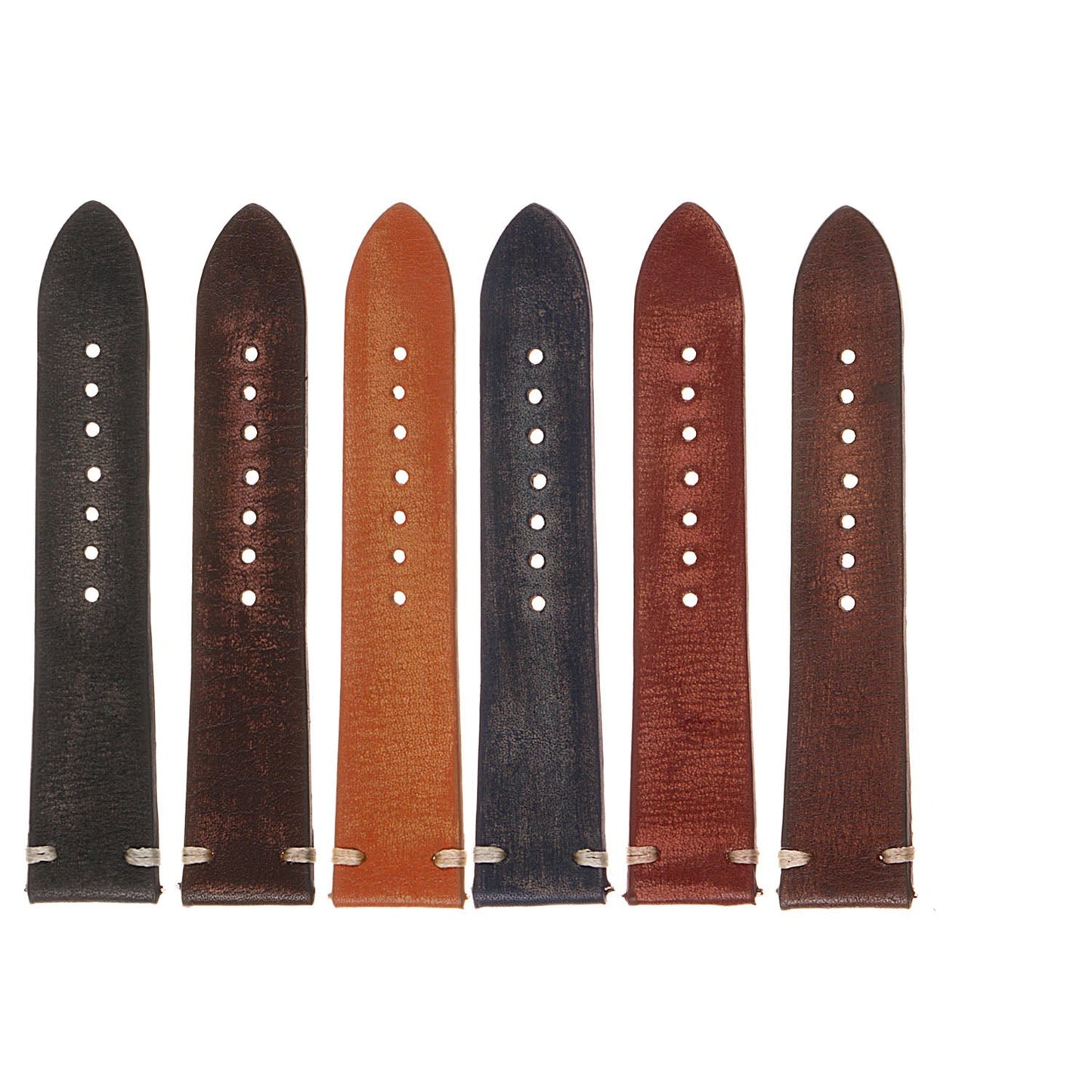 Hand-Stitched Vintage Washed Leather Quick Release Strap