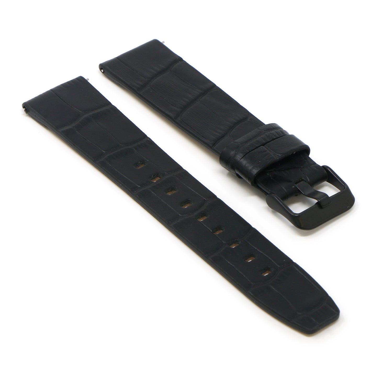 23mm Croc Embossed Leather Strap Black