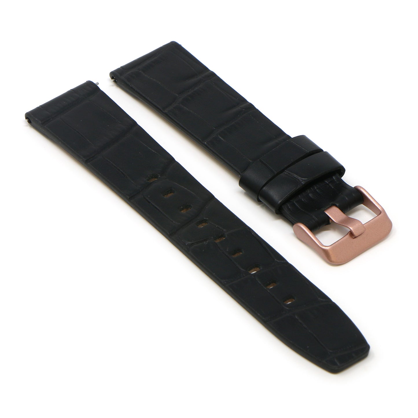 23mm Croc Embossed Leather Strap Black