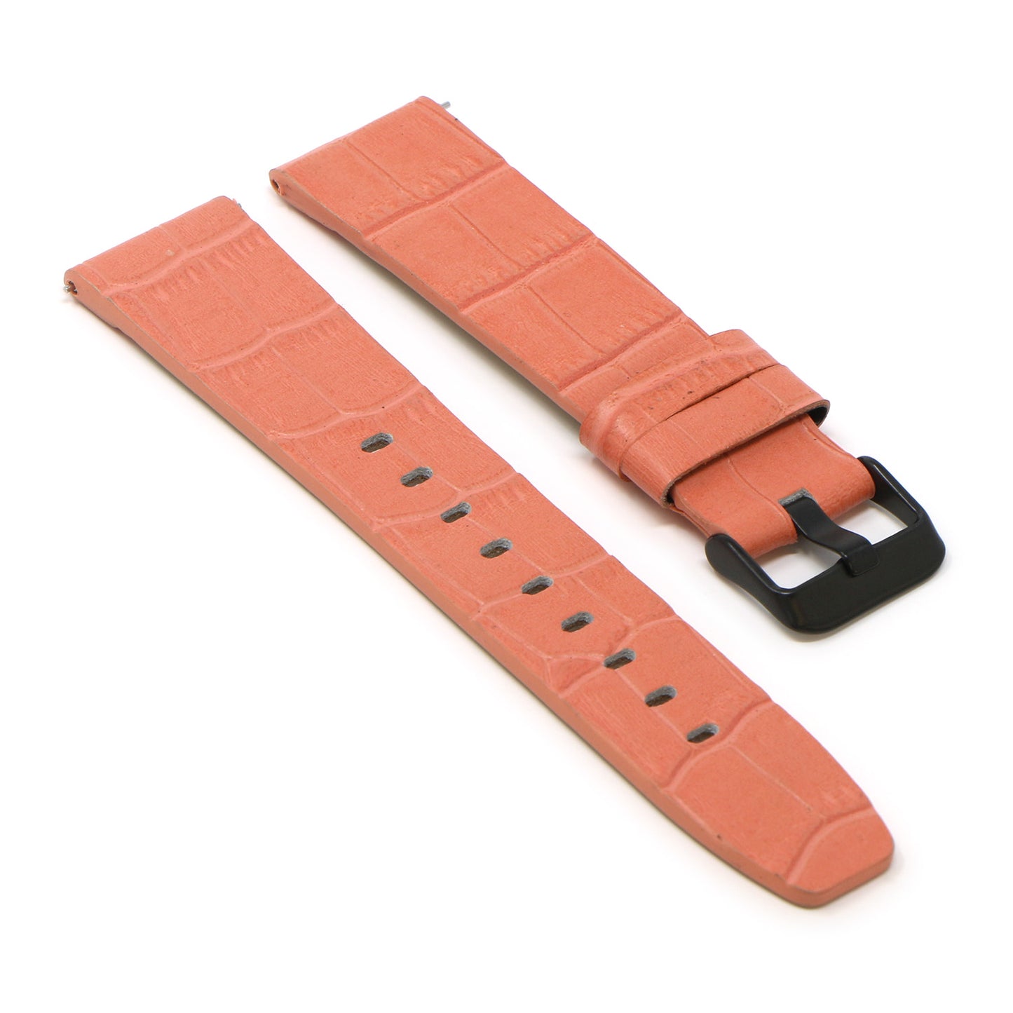 23mm Croc Embossed Leather Strap Pink