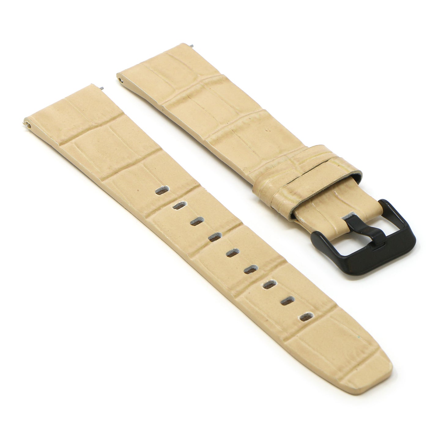 23mm Croc Embossed Leather Strap Beige