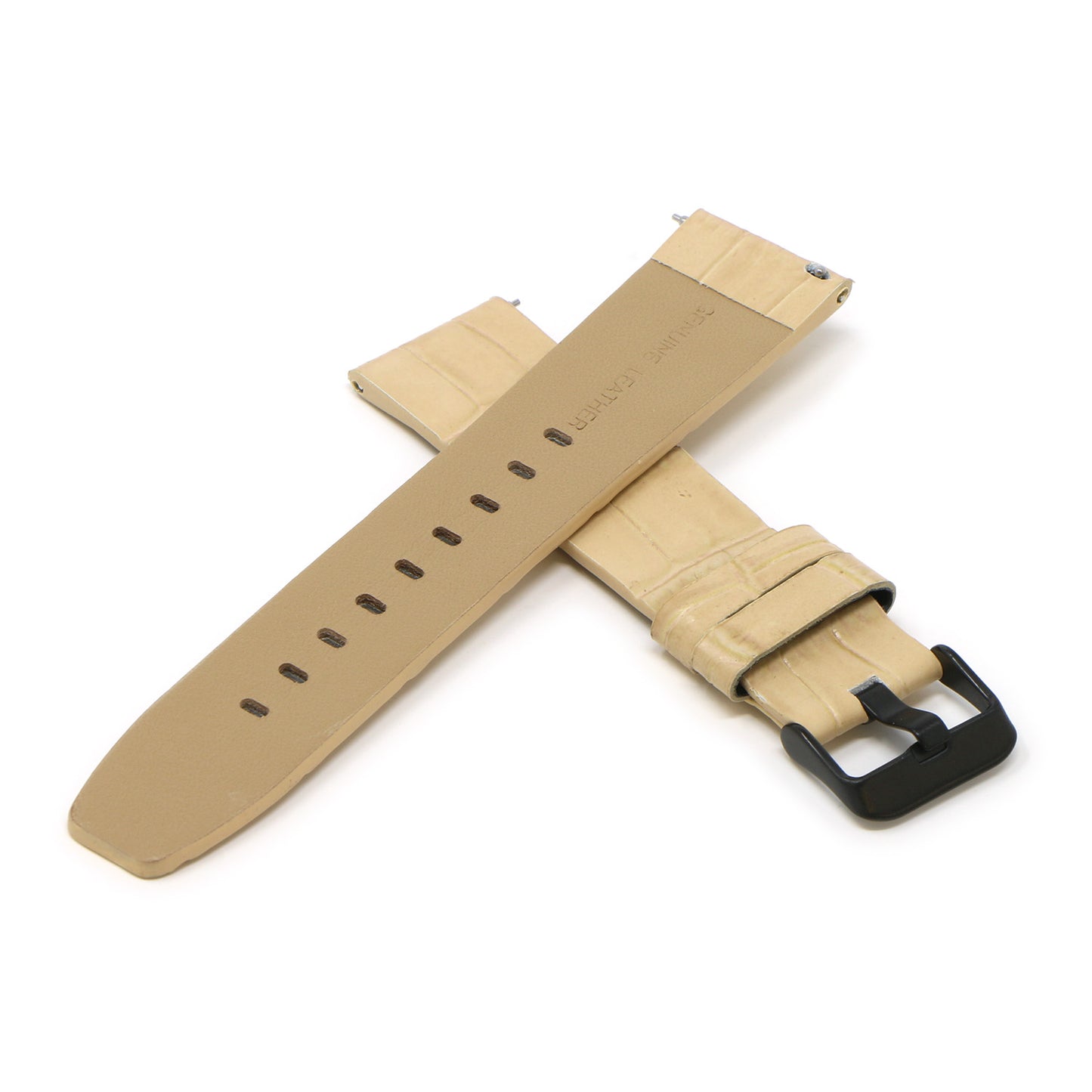 23mm Croc Embossed Leather Strap Beige