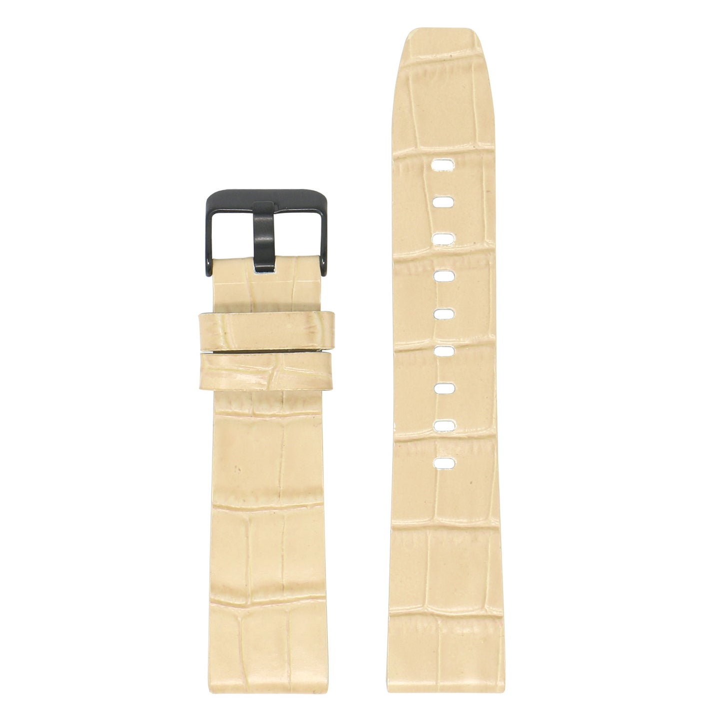 23mm Croc Embossed Leather Strap Beige