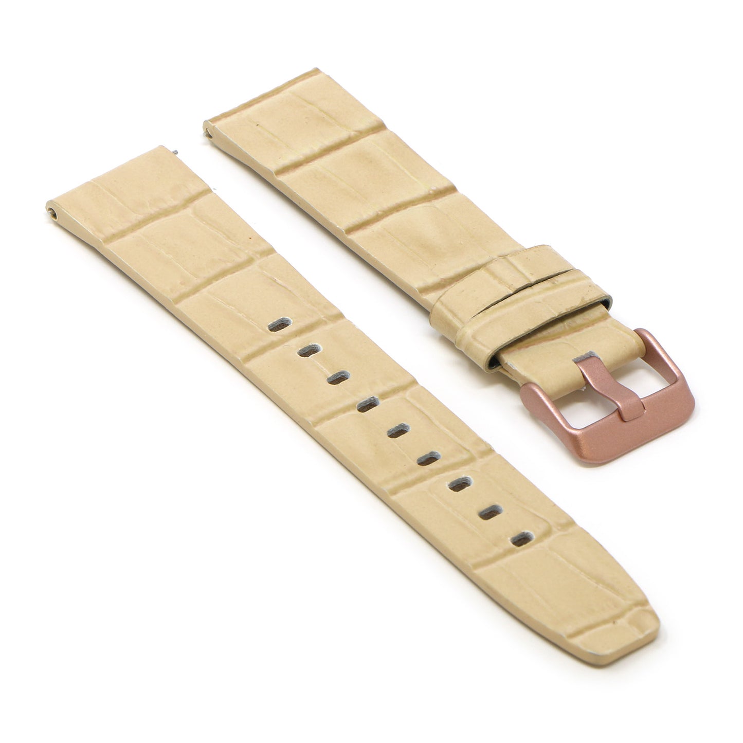 23mm Croc Embossed Leather Strap Beige