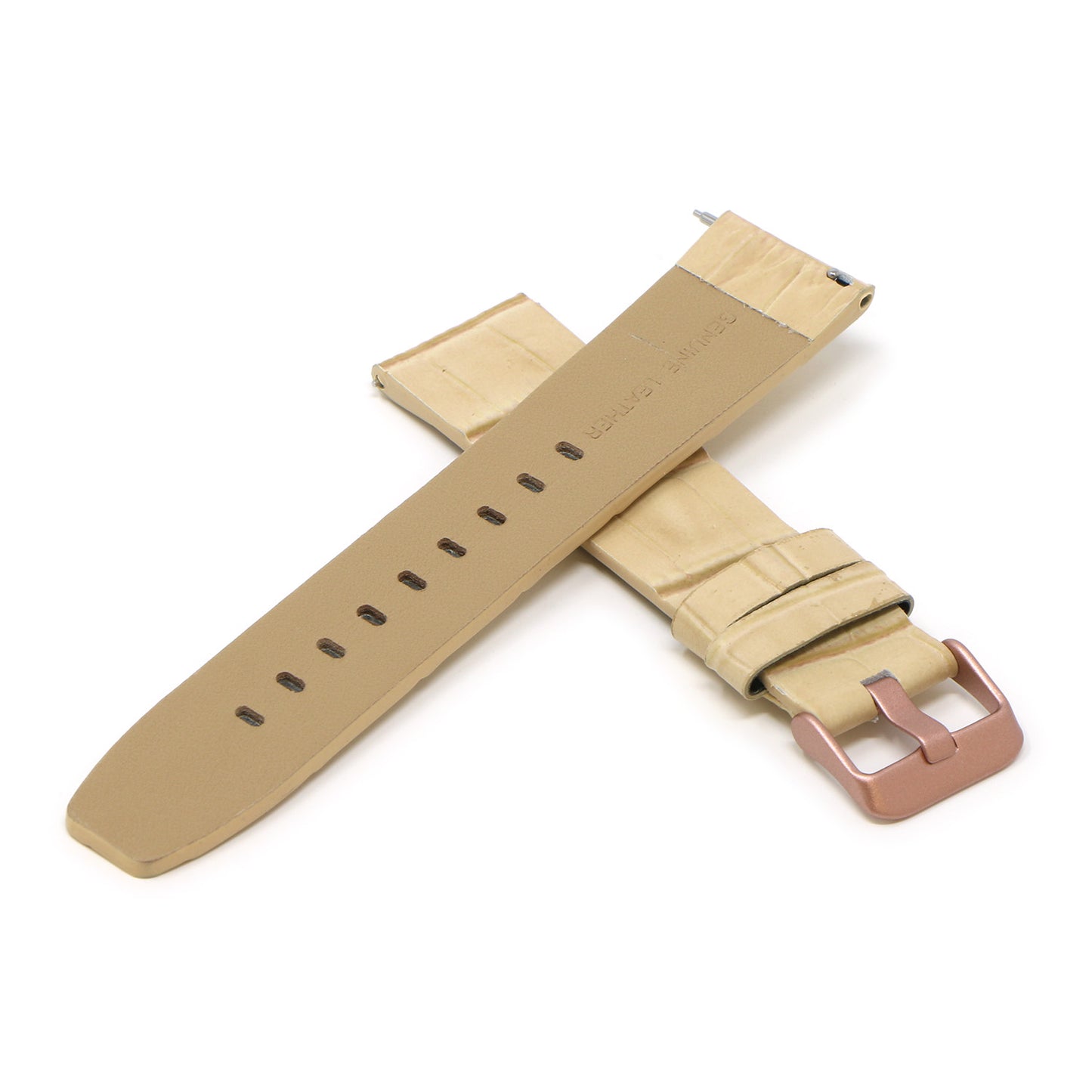 23mm Croc Embossed Leather Strap Beige