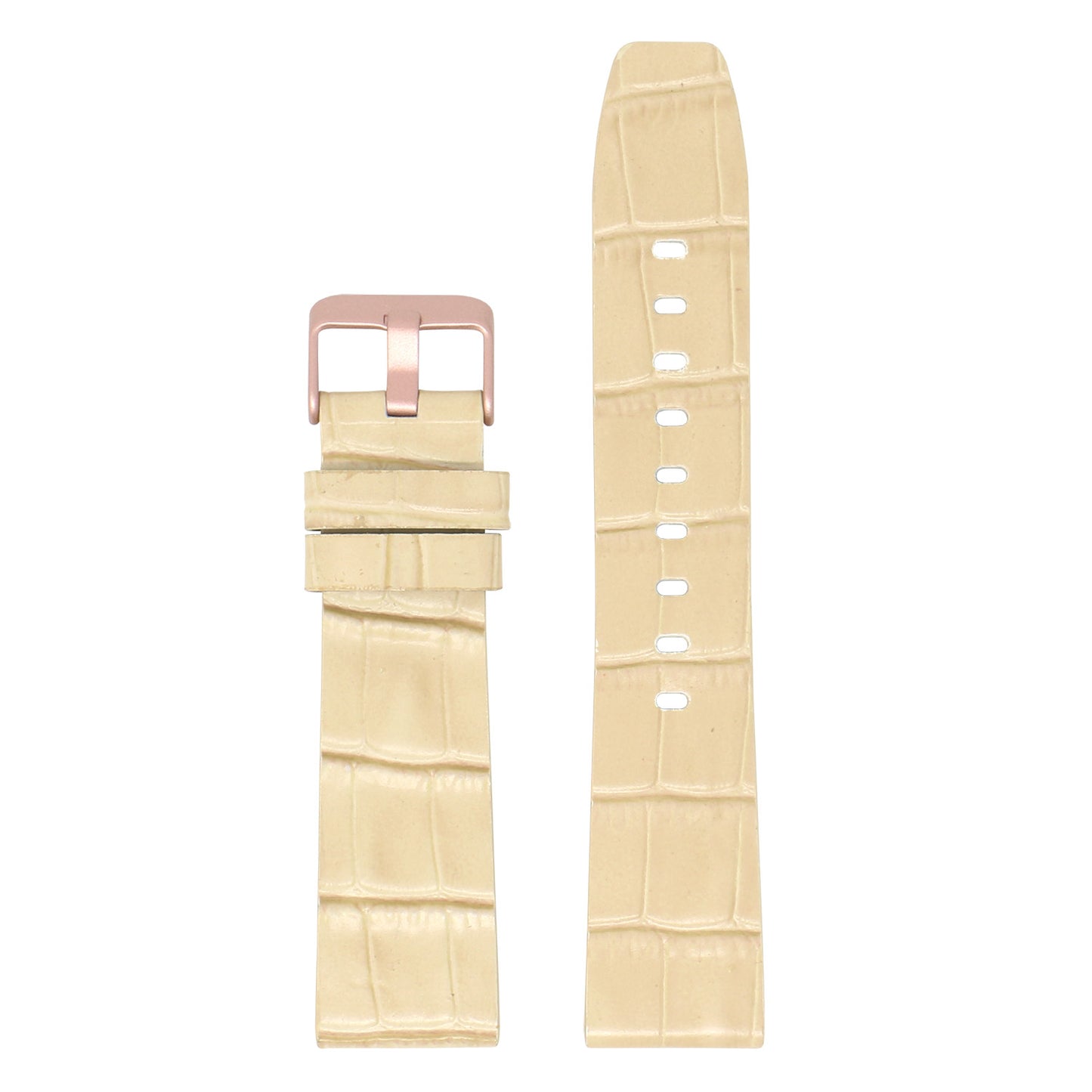 23mm Croc Embossed Leather Strap Beige