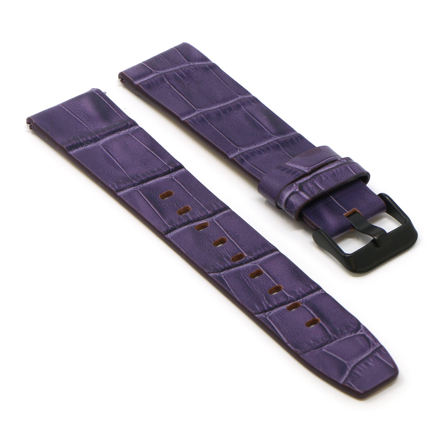 23mm Croc Embossed Leather Strap Purple