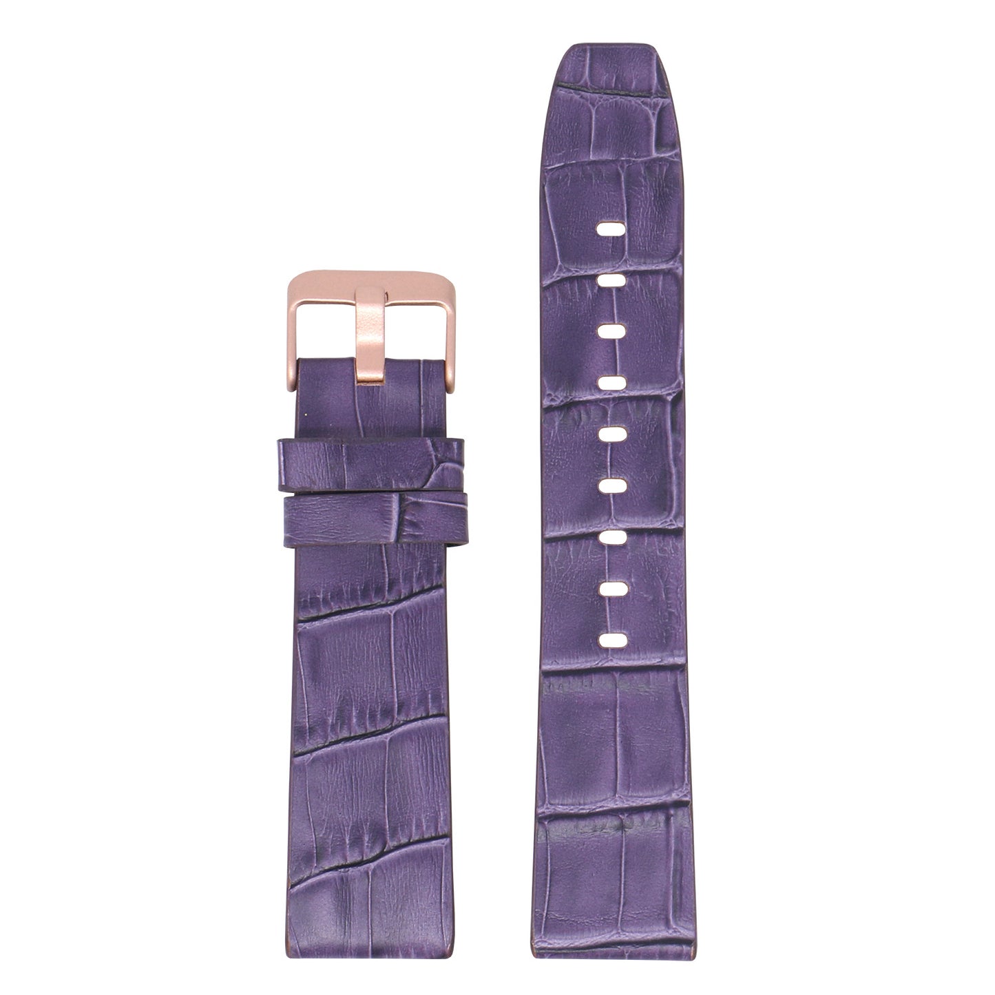 23mm Croc Embossed Leather Strap Purple