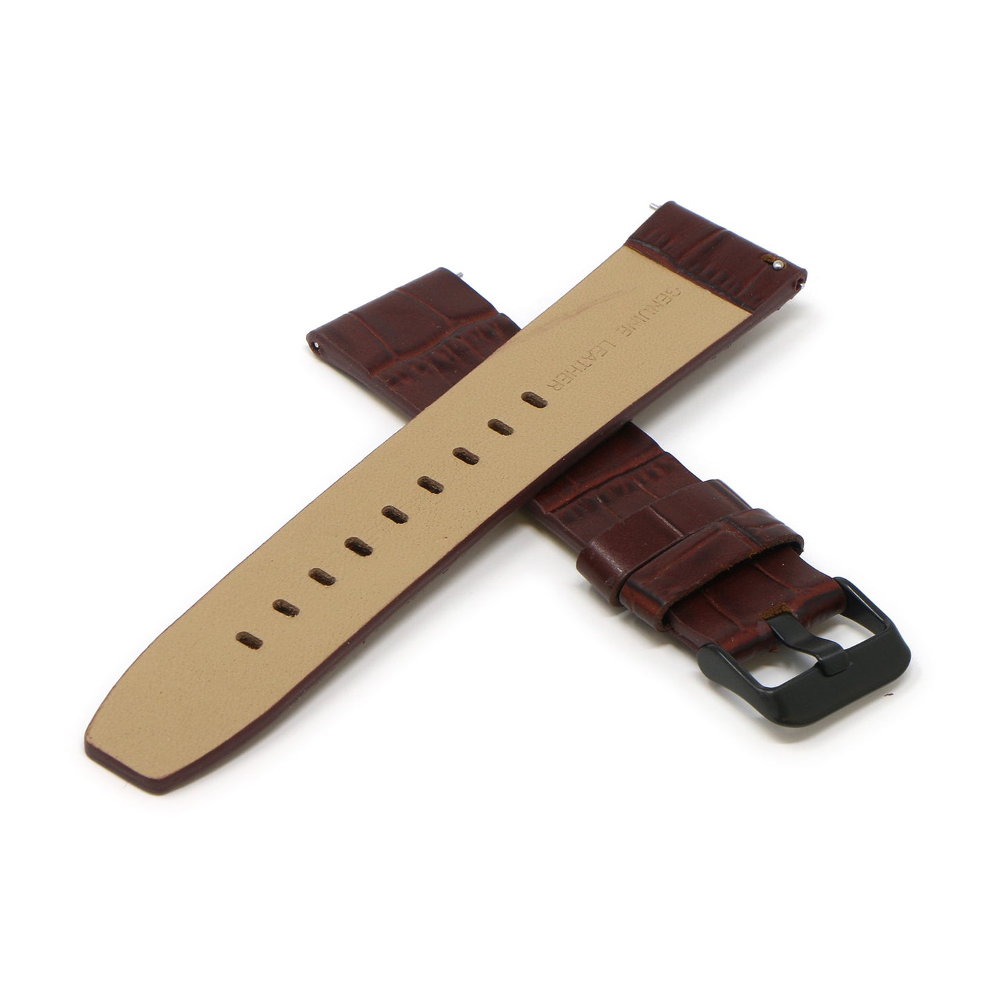 23mm Croc Embossed Leather Strap Brown